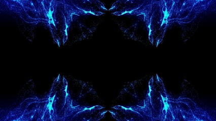 symmetrisches  leuchtendes kaleidoskopisches Muster,  Mandala, Grafik, Dekoration, Muster, blau, schwarz
