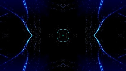 symmetrisches  leuchtendes kaleidoskopisches Muster,  Mandala, Grafik, Dekoration, Muster, blau, schwarz
