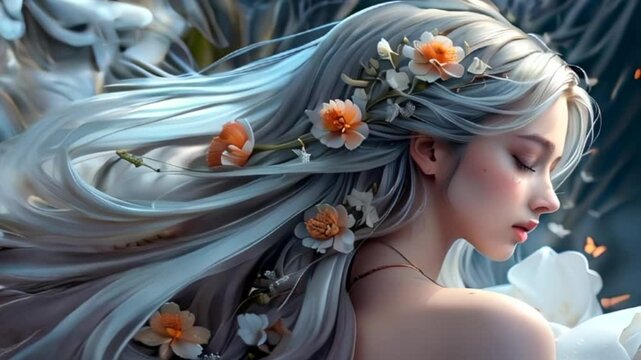 Young woman trapped in an endless dream of the moment when she fell in love. She refused to ever let go of that feeling.
