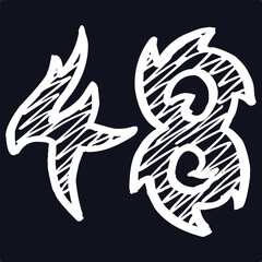 48 Classic Vintage Sport Jersey / Uniform numbers in black with a black outside contour line number on white background for American football, Baseball and Basketball