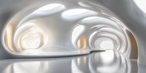 Abstract white architecture for a corporate office, futuristic business setup