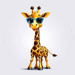 Obraz premium A cheerful cartoon giraffe wearing sunglasses, exuding a fun and playful vibe.