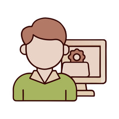 Profile icon, work sign, green colores, for sites