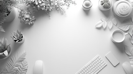 Bright white background with business symbols, ideal for professional branding and marketing visuals.