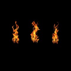 Fototapeta premium Dynamic and vibrant flames dance against a dark background, creating a mesmerizing visual effect.