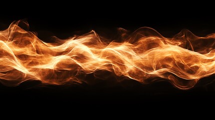 Fototapeta premium Dynamic flames dance with vibrant energy, creating a mesmerizing wave of fire against a dark background.