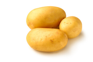 Raw potatoes isolated on white background