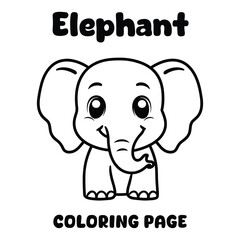elephant animal coloring page book for kid vector outline line art illustration