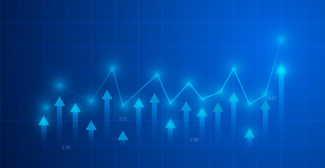 Stock Market Trading Chart On Dark Blue Background. Business Wallpaper. Finance Banner. Graph. Vector Illustration