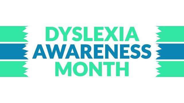Dyslexia Awareness Month In and Out text from split line animation on a White background. Which is observed every year in October to celebrate and wish Dyslexia Awareness Month.