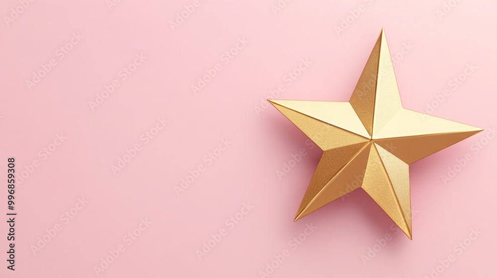 Poster a striking golden star rests on a soft pink background, creating a visually appealing contrast