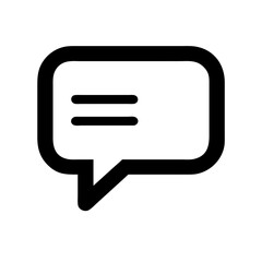 Black speech bubble icon in minimalistic style on white background with copy space
