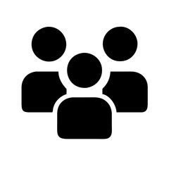 Solid black group of people icon representing community and teamwork

