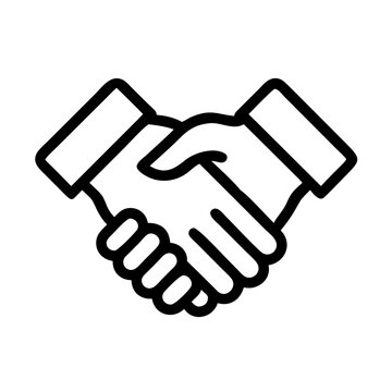 recommend clip art: Outline handshake icon symbolizing collaboration and partnership in a friendly style
                    