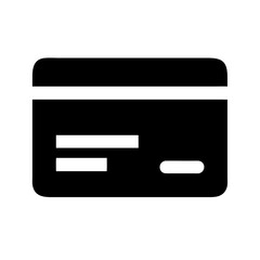 Black credit card icon on a simple white background for financial concepts
