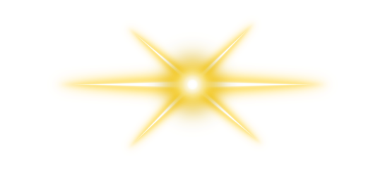 Golden light flare isolated on transparent background