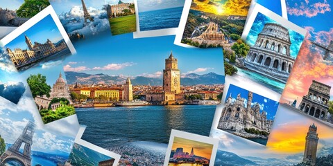 a mosaic of travel photographs from across the world