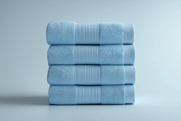 Premium blue towels on white background, high-quality textile essentials, professional presentation, textile concept