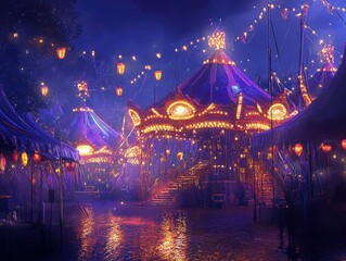 A magical night carnival glowing in Purple Basil shades