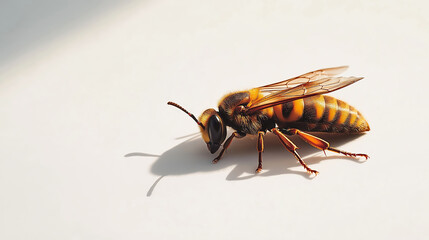 Close-up of a colorful hornet on white background, detailed insect, sharp focus, bright colors, nature concept