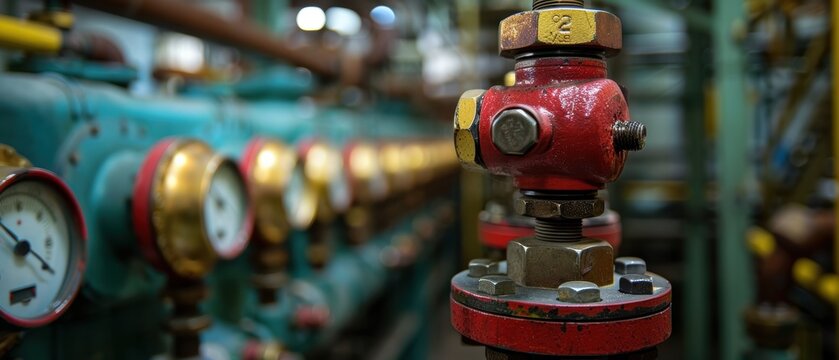 Close-Up of Control Knobs in Geothermal Equipment