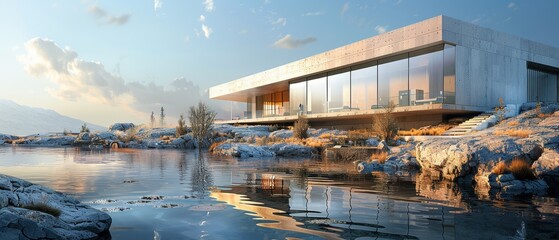 Naklejka premium Modern Geothermal Energy Research Facility in Nature