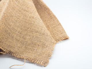 Burlap fabric on a white background