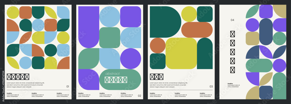 Wall mural minimalist covers design. abstract geometric backgrounds. a4 size print templates with customizable 