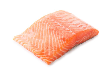 Piece of fresh salmon isolated on white