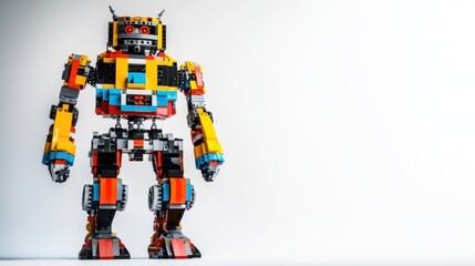 Fototapeta premium Colorful Toy Robot Made of Blokcks Bricks