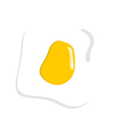 Fried egg breakfast cartoon icon. Flat omelet yolk. Vector fried egg sunny side up