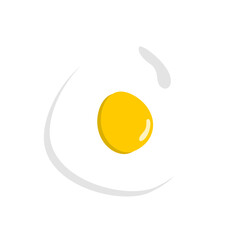 Fried egg breakfast cartoon icon. Flat omelet yolk. Vector fried egg sunny side up