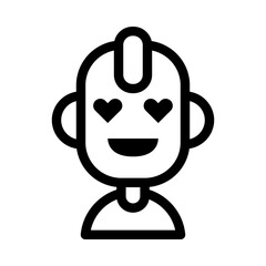 Boy Punk Heart Eyes Avatar Icon. Simple People Vector Illustration.