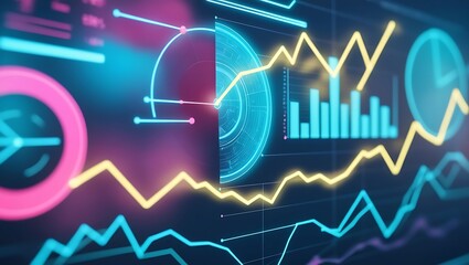 Technology Abstract Networking Connections Background.  finance graph and bar showcasing market success.