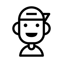 Naklejka premium Boy Snapback Avatar Icon. Simple People Vector Illustration.