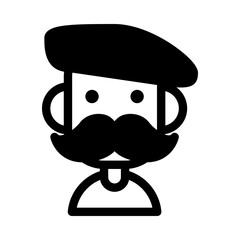 Simple Artist With Mustache Icon Illustration With Haircut