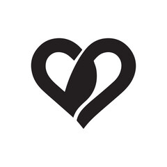 Minimalist Black Silhouette Heart Icon on White Background