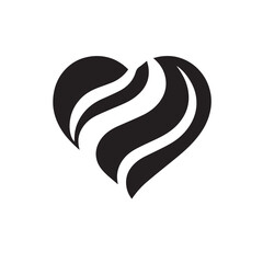 Minimalist Black Silhouette Heart Icon on White Background