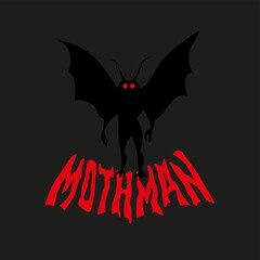 mothman with a mothman with red eyes and dark background Vector for silkscreen, dtg, dtf, t-shirts, signs, banners, Subimation Jobs or for any application