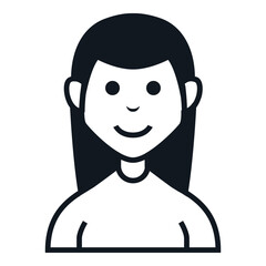 Long Hair Woman Avatar Icon. People Character Smile Vector Illustration.