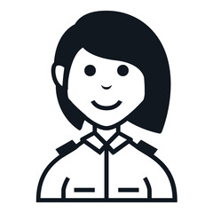 Army Woman Avatar Icon. People Character Smile Vector Illustration.
