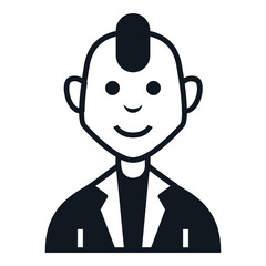 Punk Man Avatar Icon. People Character Smile Vector Illustration.