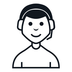 Man Customer Support Avatar Icon. People Character Smile Vector Illustration.