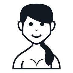 Nude Woman Avatar Icon. People Character Smile Vector Illustration.