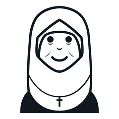 Nun Avatar Icon. People Character Smile Vector Illustration.