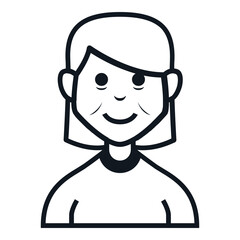 Old Woman Avatar Icon. People Character Smile Vector Illustration.