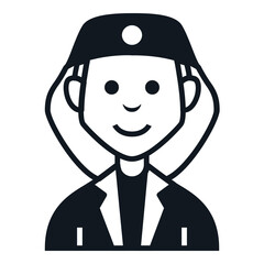 Firefighter Avatar Icon. People Character Smile Vector Illustration.