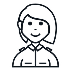 Woman Army Avatar Style Icon. Simple Character Smile Vector Illustration.