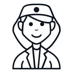 Firefighter Woman Avatar Style Icon. Simple Character Smile Vector Illustration.