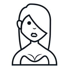 Sexy Woman Avatar Style Icon. Simple Character Smile Vector Illustration.